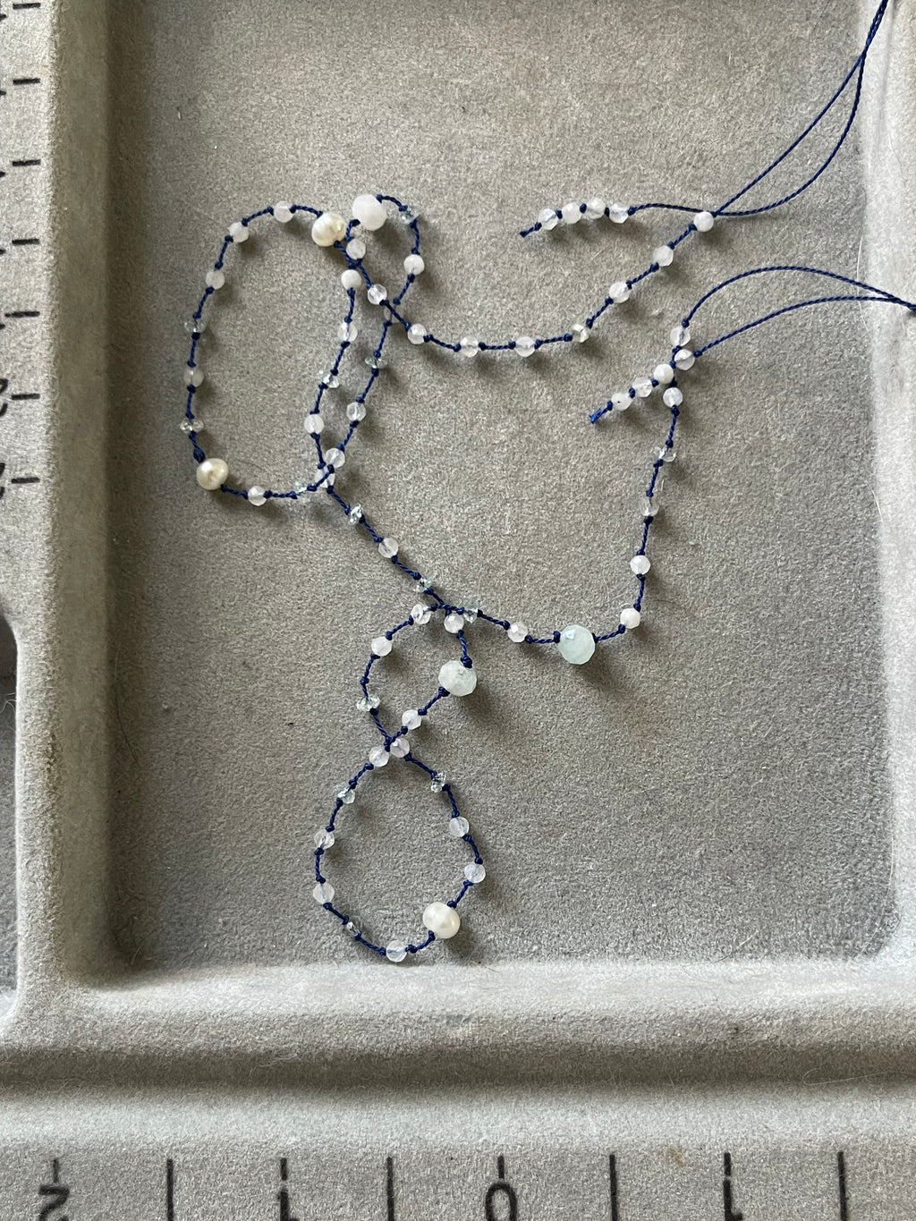 Aquamarine moonstone gemstone necklace