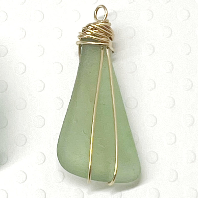 Green Wire Wrapped Sea Glass Necklace