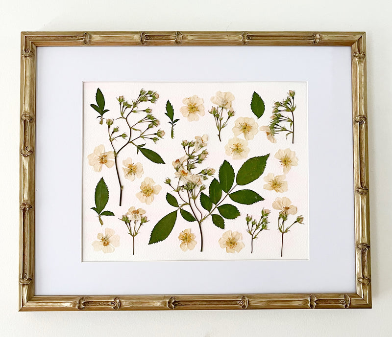 Blush Wild Roses Collage Pressed Flowers