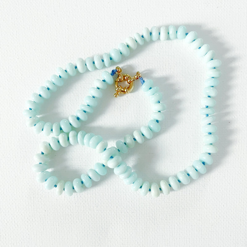 Blue Opal Hand Knotted Necklace