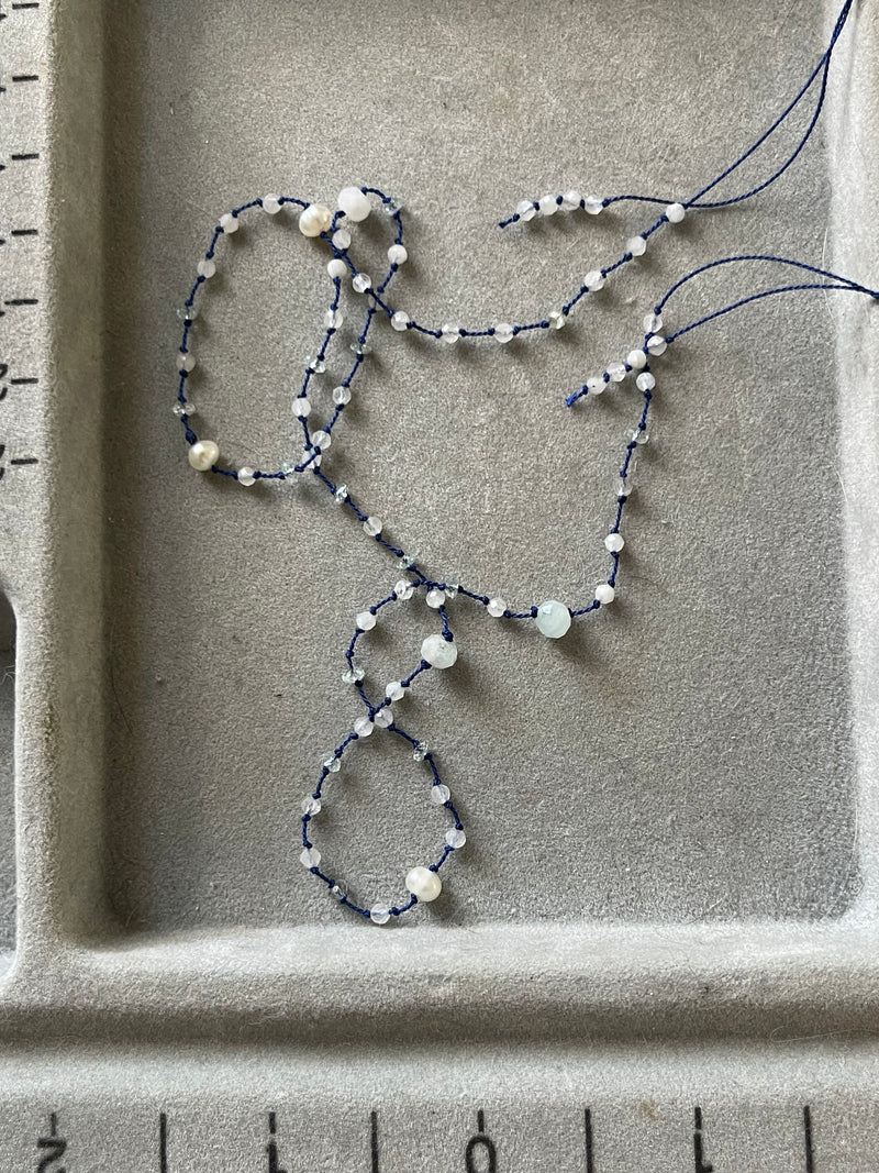 Moonstone & Aquamarine Gemstone Necklace