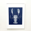 White Lobster on Navy Linen