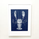 White Lobster on Navy Linen